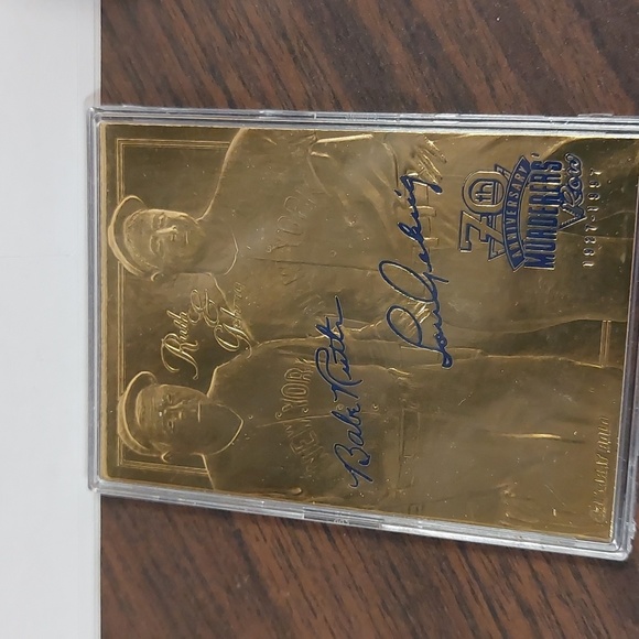 Authenticated 23 kt gold Collectible Ruth/Gherig Baseball Card - Picture 2 of 5